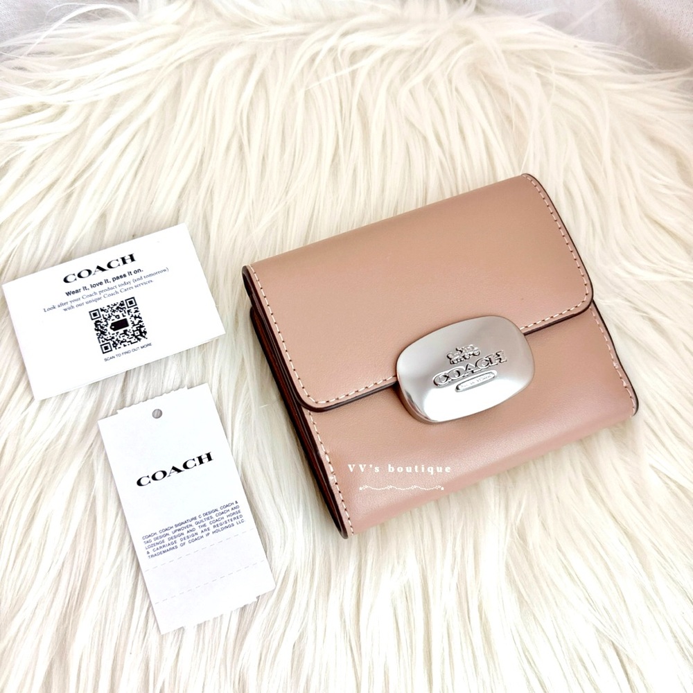 NWT Coach Eliza Small Wallet Smooth Calf Leather Taupe Tan CP254 SOLD OUT RARE